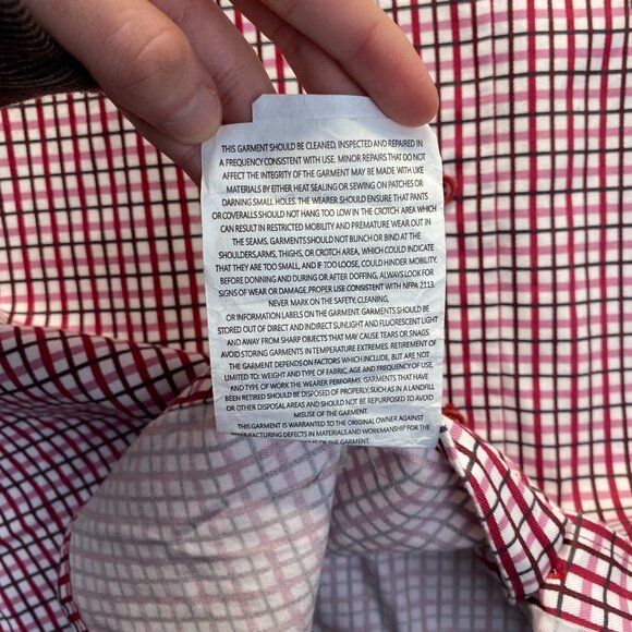 Bocomal FR Red Plaid NFPA 2112 CAT 2 Sz XL Flame Resistant Long Sleeve Button Up - Picture 9 of 16